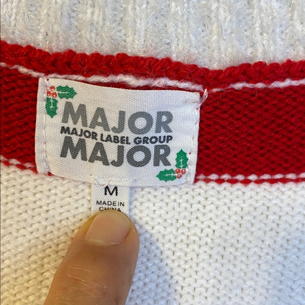 Major Label Group Holiday Red and White Vest with Gingerbread Design Size M - Picture 8 of 9
